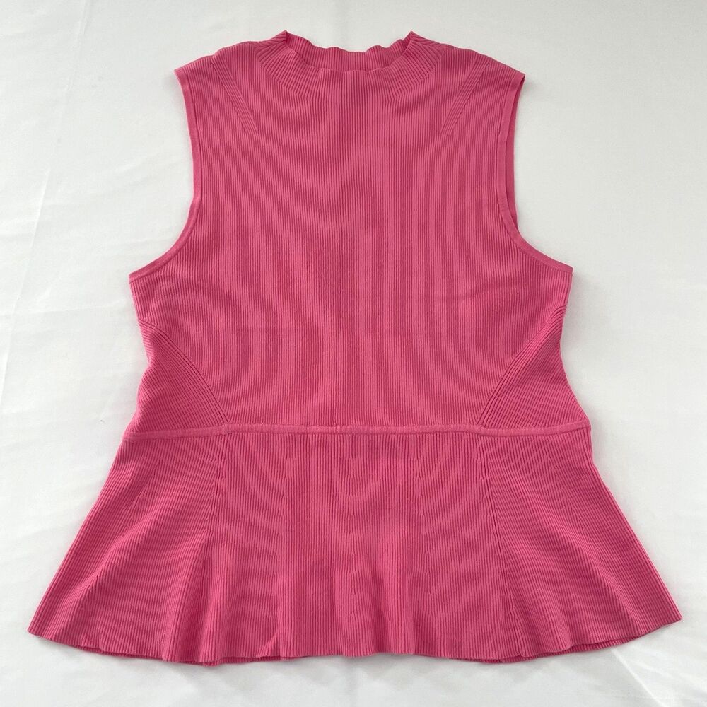 Talbots Women’s XL Pink Ribbed Sleeveless Mock Neck Peplum Sweater Top